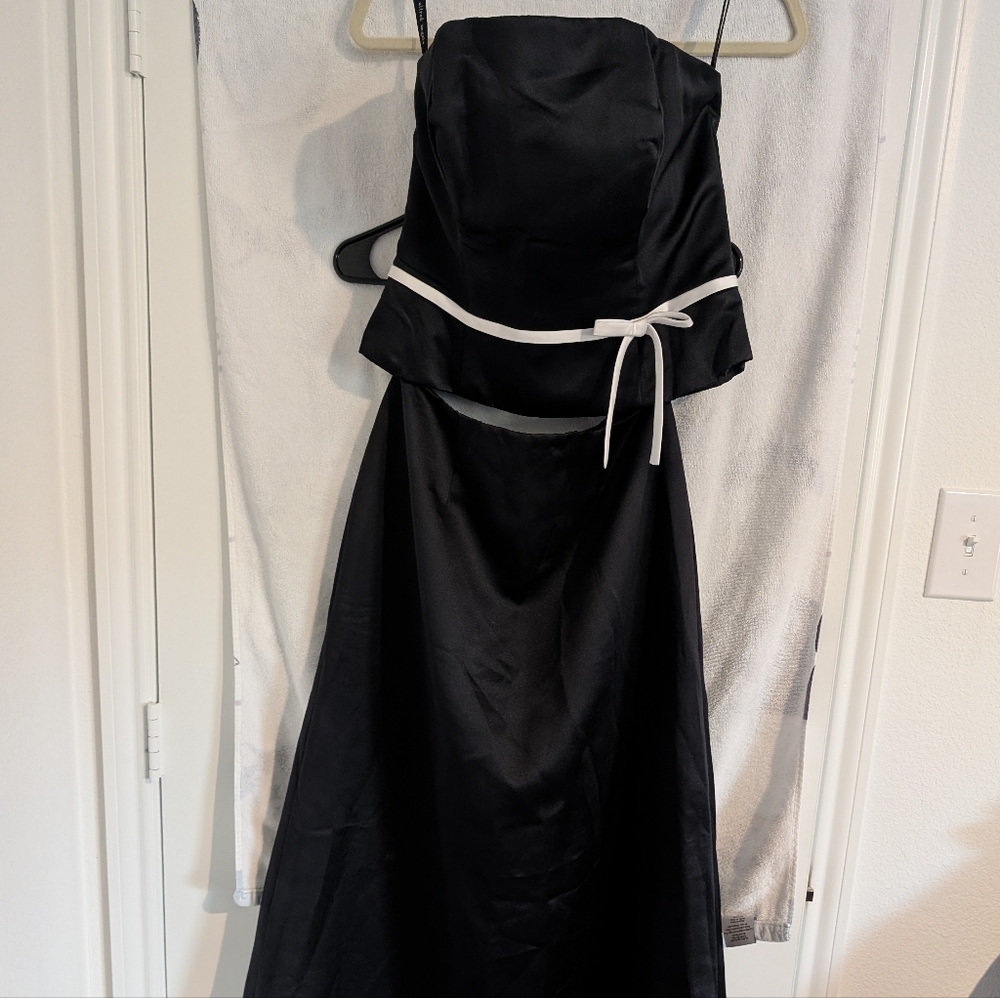 Alfred Angelo Black Maxi Two-Piece Gown with White Trim